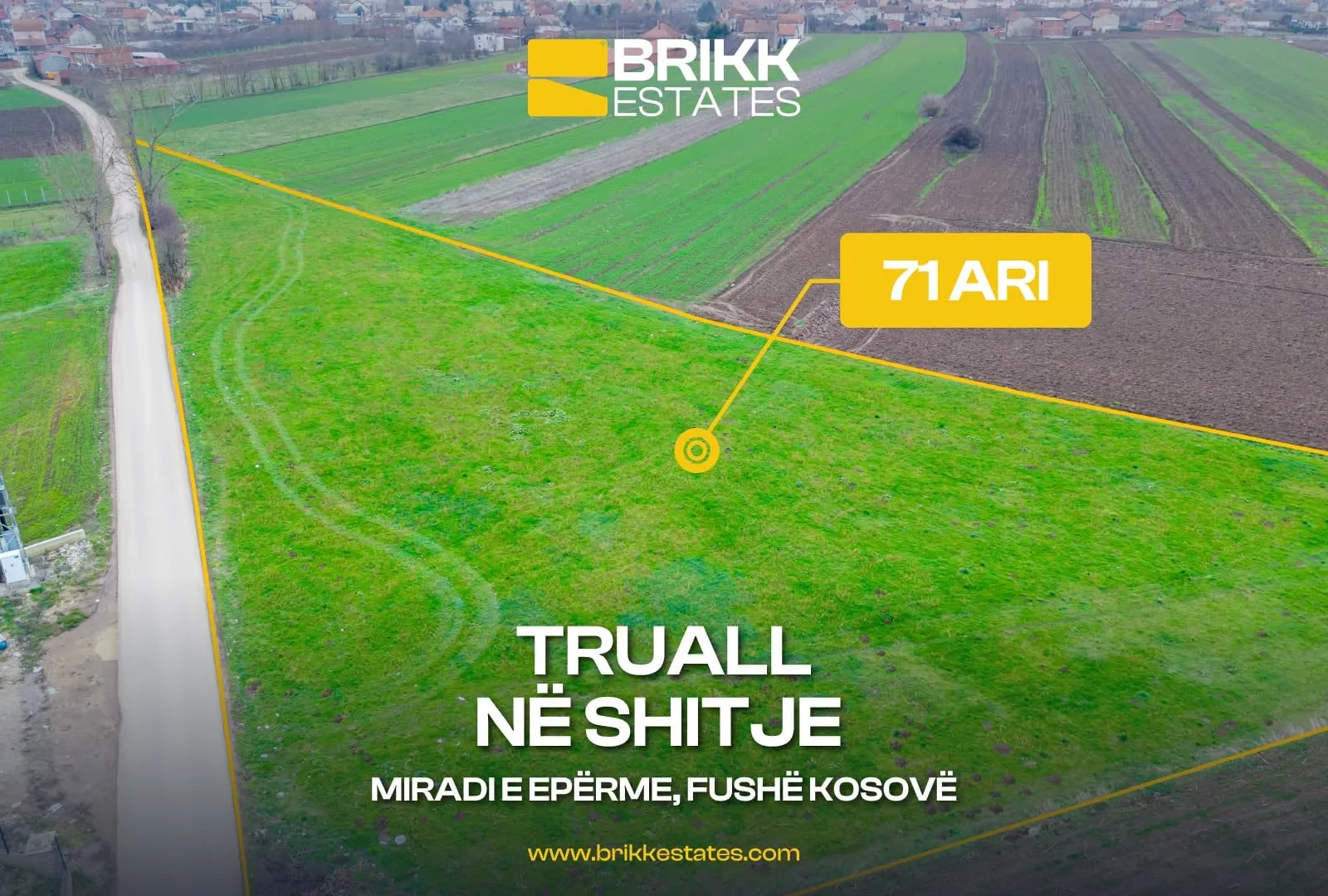Pamje nga lart, tokë në shitje në Miradin e Epërme, Fushë Kosovë, Ref B331 (3/4)