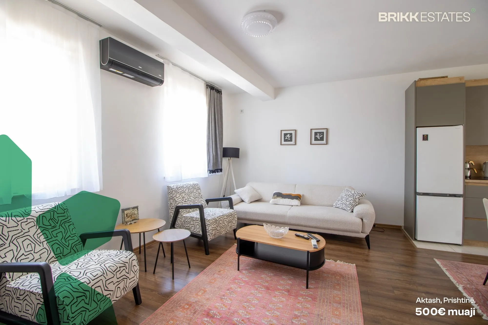 Living room, apartment for rent in Aktash, Prishtina, Ref B394 (10/10)