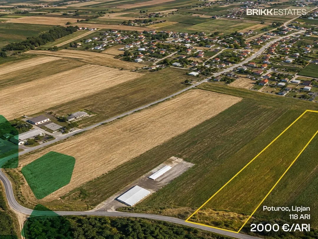 Pamje nga lart, tokë në shitje në Poturoc, Lipjan, Ref B384 (2/3)